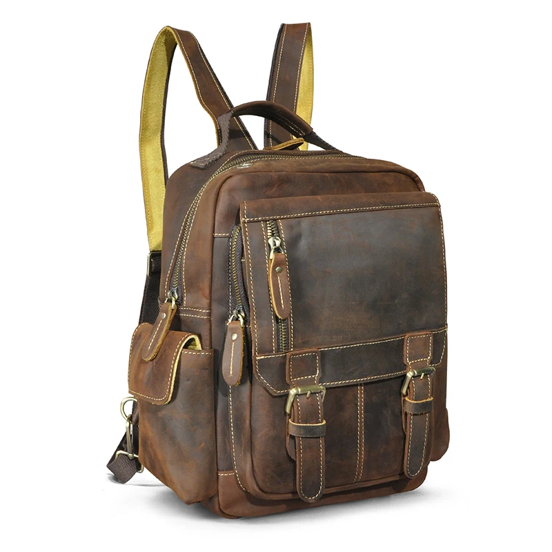 

Genuine Crazy horse Leather Retro Multi-purpose Chest Pack Sling Bag Design Travel One Shoulder Bag Backpack For Men Male 8081