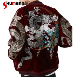 2024 Embroidery Dragon Year Chinese Style Baseball Uniform Jacket Coat Spring Autumn Male And Female Personality Overcoat Top