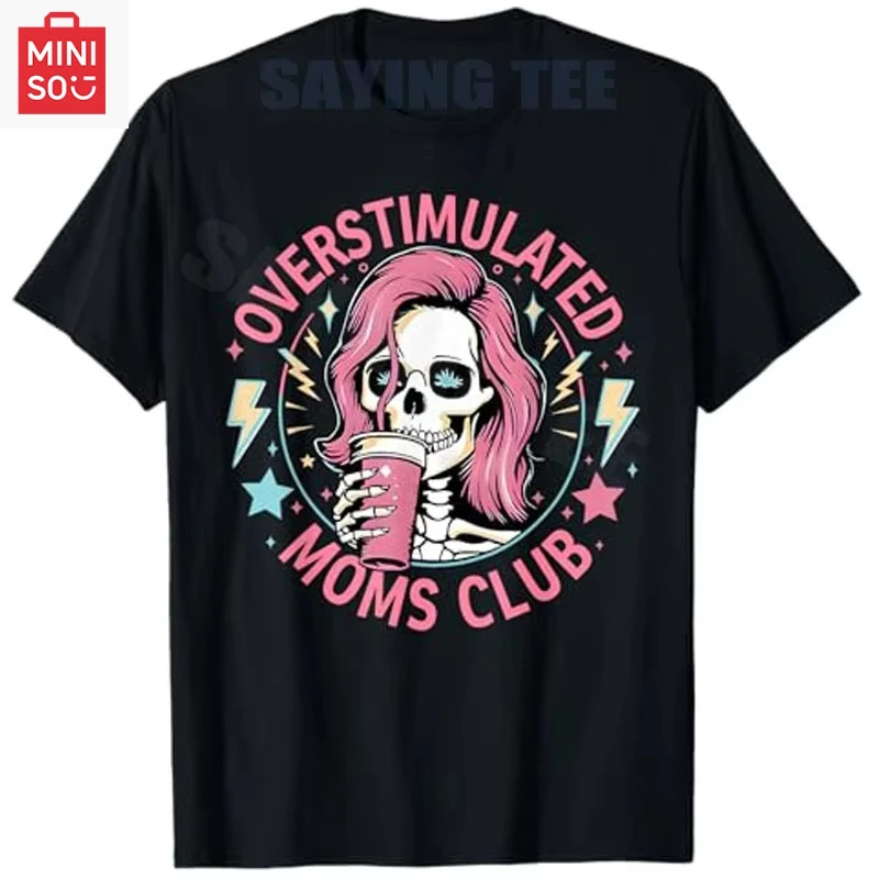

Overstimulated Moms Club Shirt Women's Fashion Overstimulated Halloween T-Shirt Novelty Mama Gift Y2k Cool Short Sleeve Blouses