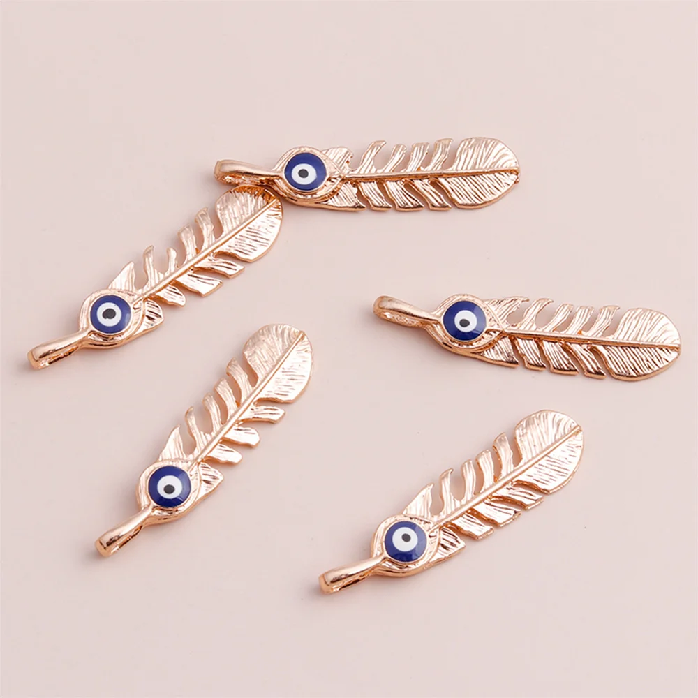 Leslie 5 Stück 13*47mm Charms Punk Große Blaue Augen Feder Anhänger für Ohrringe Halskette Handgemachter DIY Schmuck Zubehör – Detail 3
