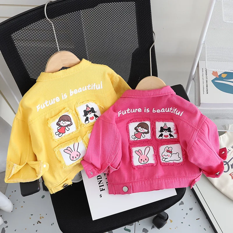 

2025 New Children's Autumn Back Cartoon Printed Solid Color Cotton Dark Button Thick Coat