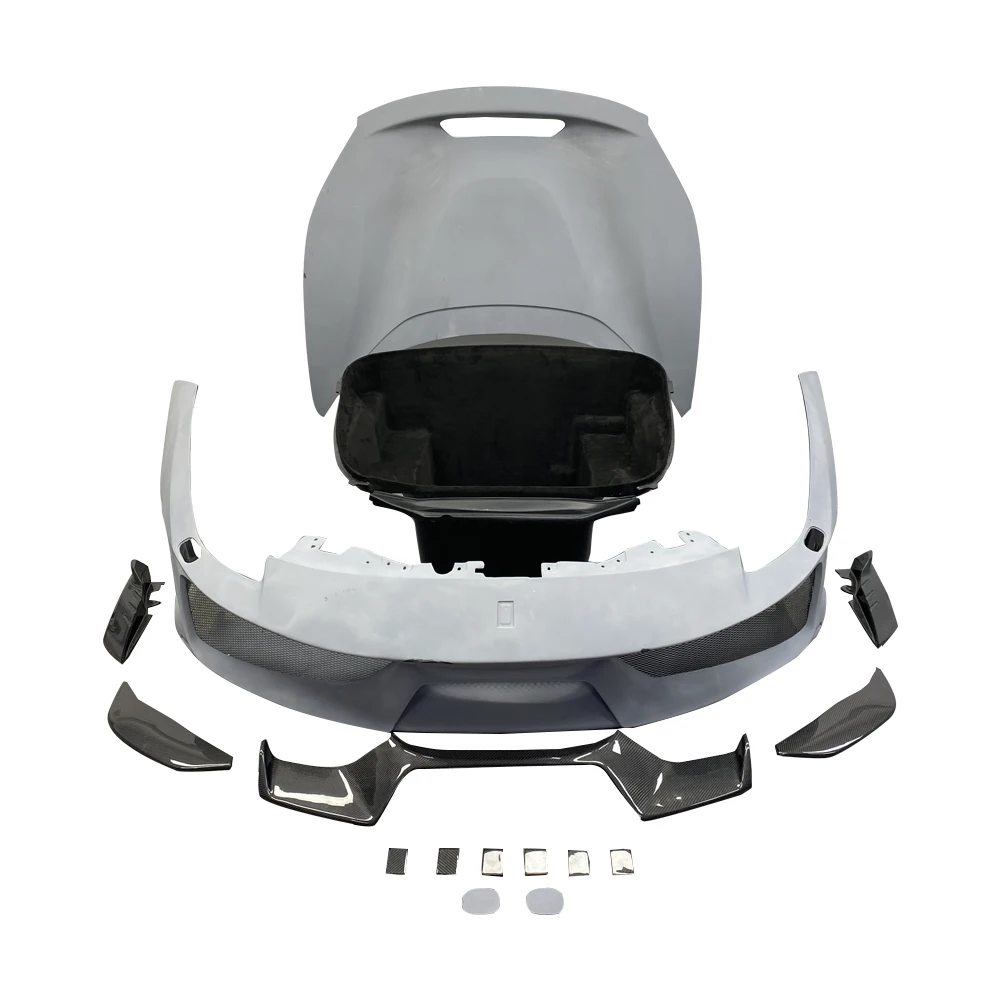 High Quality Pista-style Carbon Fibre Body Kit Bumper Front Lip Hood Trunk for Ferrari 488GTB