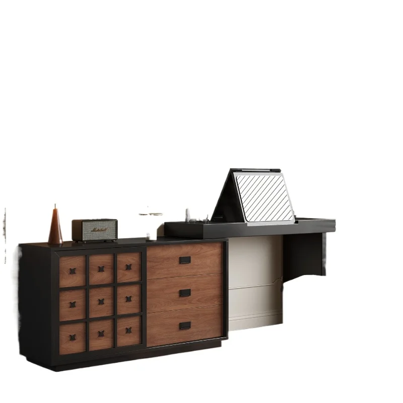 

Комод-тумба K1 с зеркалом, встроенный в спальню, в винтажном стиле, телескопический, угловой, прикроватный.