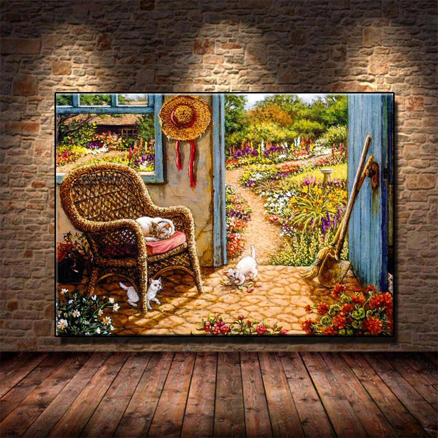 Countryside, garden, vegetable field, farm implement 5D diy diamond painting,full square diamond embroidery needlework home gift