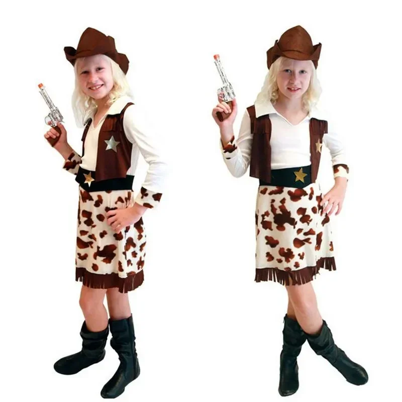 Crianças adultos oeste 카우보이 코스프레 traje meninos meninas masculino feminino desempenho trajes vestido festa purim dia bruxas