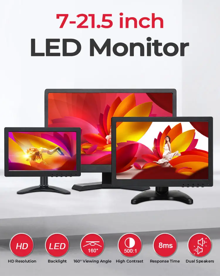 7 8 9 10 10.1 12 12.1 13.3 Polegadas Lcd CCTV Full HD Controle Remoto VGA AV BNC Entrada USB Montagem na Parede TFT