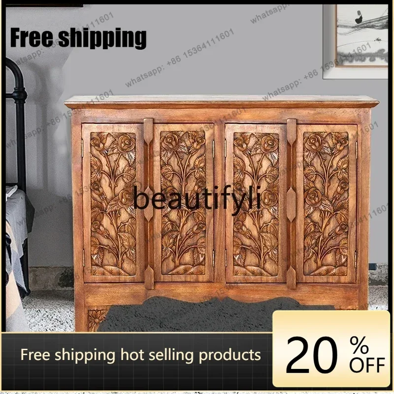 Factory DirectSolid wood entrance cabinet Entry entrance shoe cabinet Living room furniture Edge storage cabinet