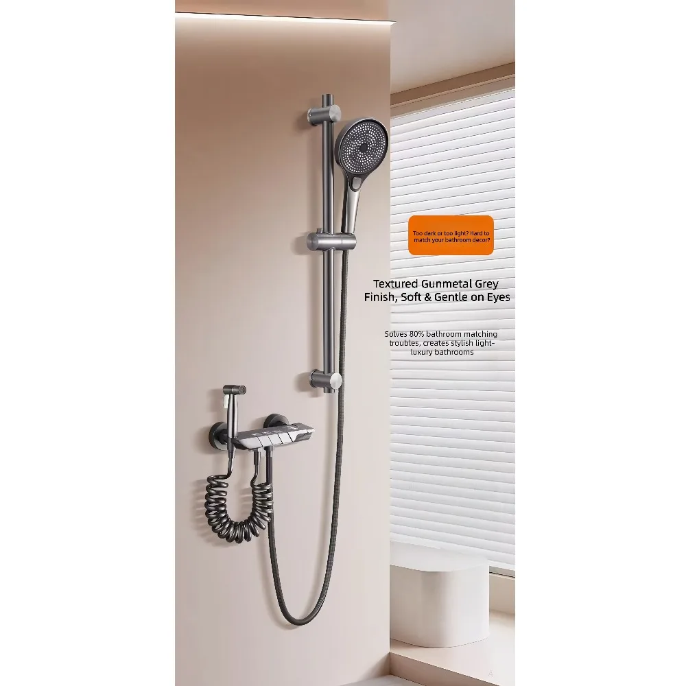 Smart Digital Compact Shower Set, 3-Mode Piano Mixer with Sprayer & Slide Bar, Complete Fittings