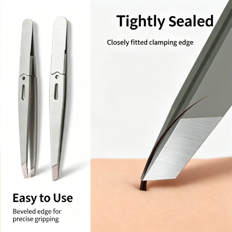 1Pcs Stainless Steel Eyebrow Tweezers Angled Tip Hair Removal Tool For Eyebrow Beard Grooming Portable Daily Beauty Supplies
