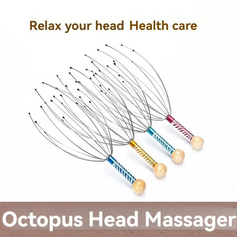 

Octopus Head Massager Stainless Steel Engraved Head Relaxer Brain Massage Claw Scalp Scratcher Itch Reliever