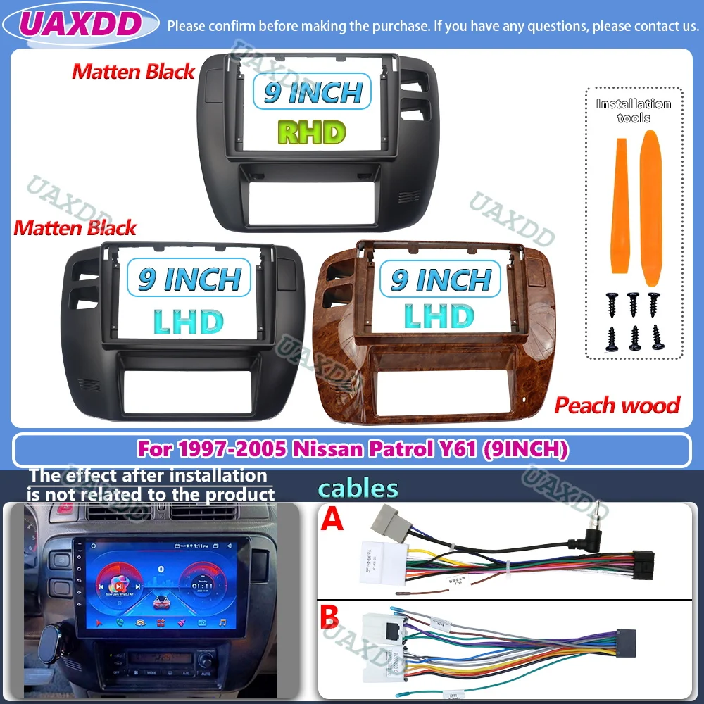 

Adaptateur Fascia pour cadre voiture FOR Nissan Patrol V5 Y61 1997-2004 9inch Kit panneau montage tableau bord Radio Android LHD