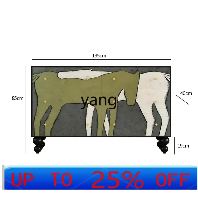 

LTT retro solid wood six-chest cabinet bedroom bedside retractable dresser chest of drawers