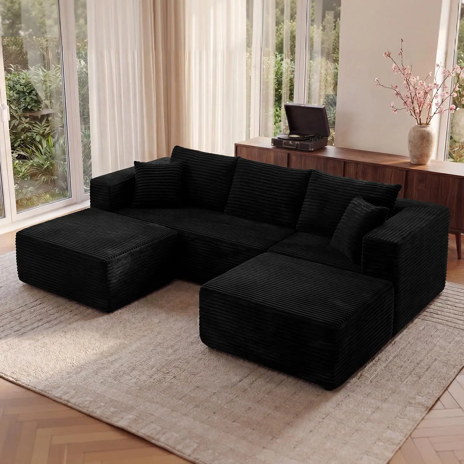 Boneless Sectional Couch for Living Room, Modular Sectional Sofa | 108" Modern L Shaped Could Couch Deep Seat, Customized