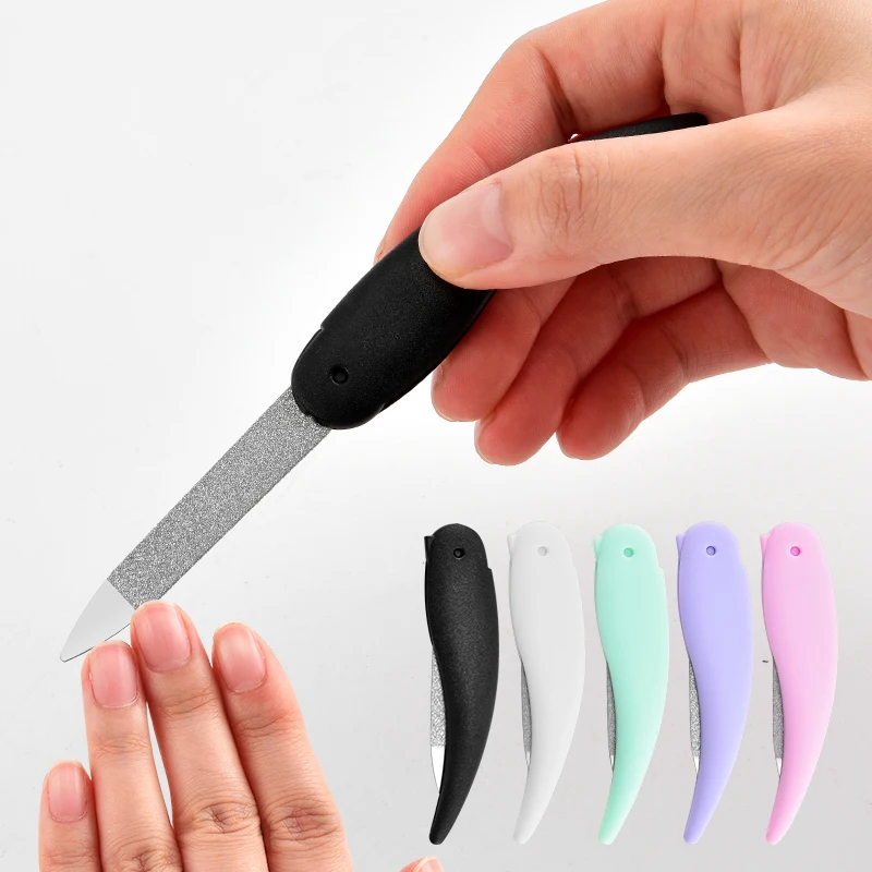 

5 pcs/set Little Fish Folding Nail File Washed and Polished Manicure File Double Sided Frosted Abs Plastic Material Nail Art