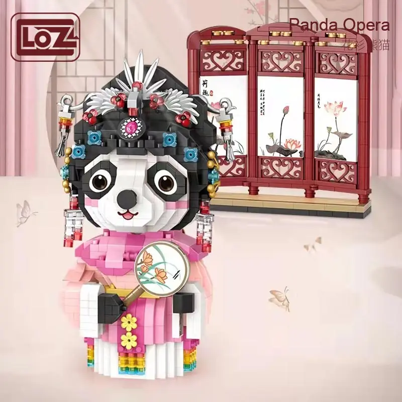 LOZ  micro particles adult difficult assembled flower shirt panda building blocks national tide opera Peking opera Huadan 