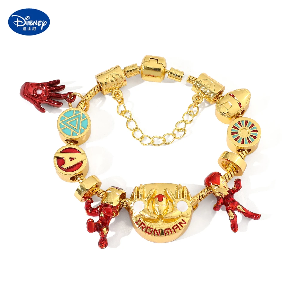 Disney Marvel Iron Man Charm Bracelet for Kids Gold Color Women Bracelet Bangles Avengers Jewelry Superhero Party Gift