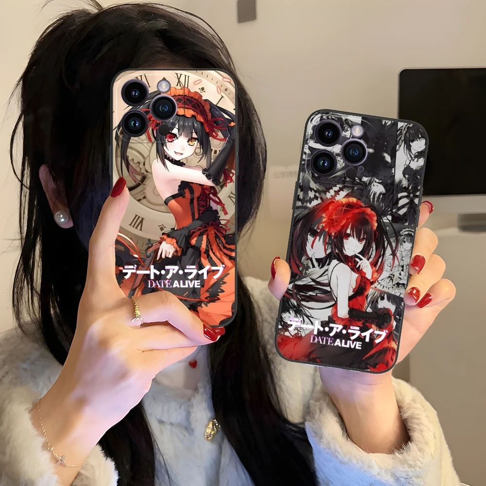 DAL Kurumi Tokisaki Mobile Cell Phone Case for iPhone 15 14 13 12 11 X XR XS 8 7 Pro Max Plus Mini Black Soft Phone Cover Shell