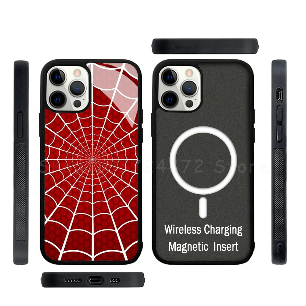 

S-spider Man Phone Case Strong Magnetic For IPhone 15 14 13 Pro Max Mini Alex Mirror For Magsafe Wireless Charging Cover