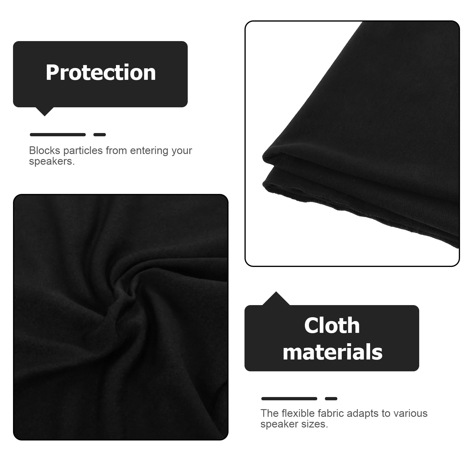 1.6Mx0.5M مكبر صوت شواء قماش أسود مرن مقاوم للغبار شبكة الصوت النسيج غطاء بديل مكبر الصوت العالمي-ستيريو صوتي #6