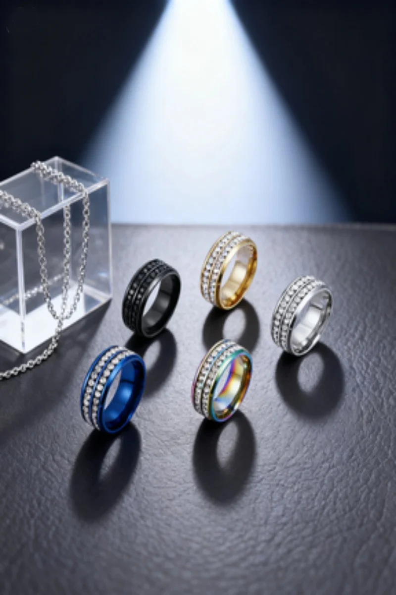 

Fashion Double Row Drilling Ring for Couples - New Jewelry for Men And Women Size 5-13 Perfect Valentine's Day Gift