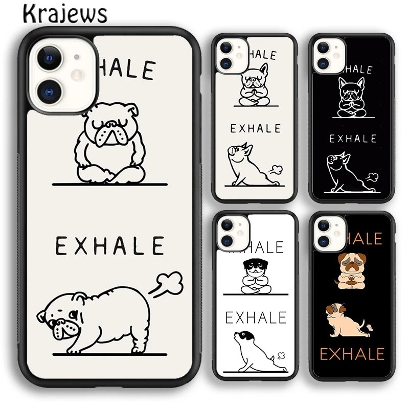 Inhale Exhale French Bulldog Bull Jack Russell Terrier Yoga Phone Case Cover For iPhone 16 15 14 plus XS XR 11 12 13 pro max