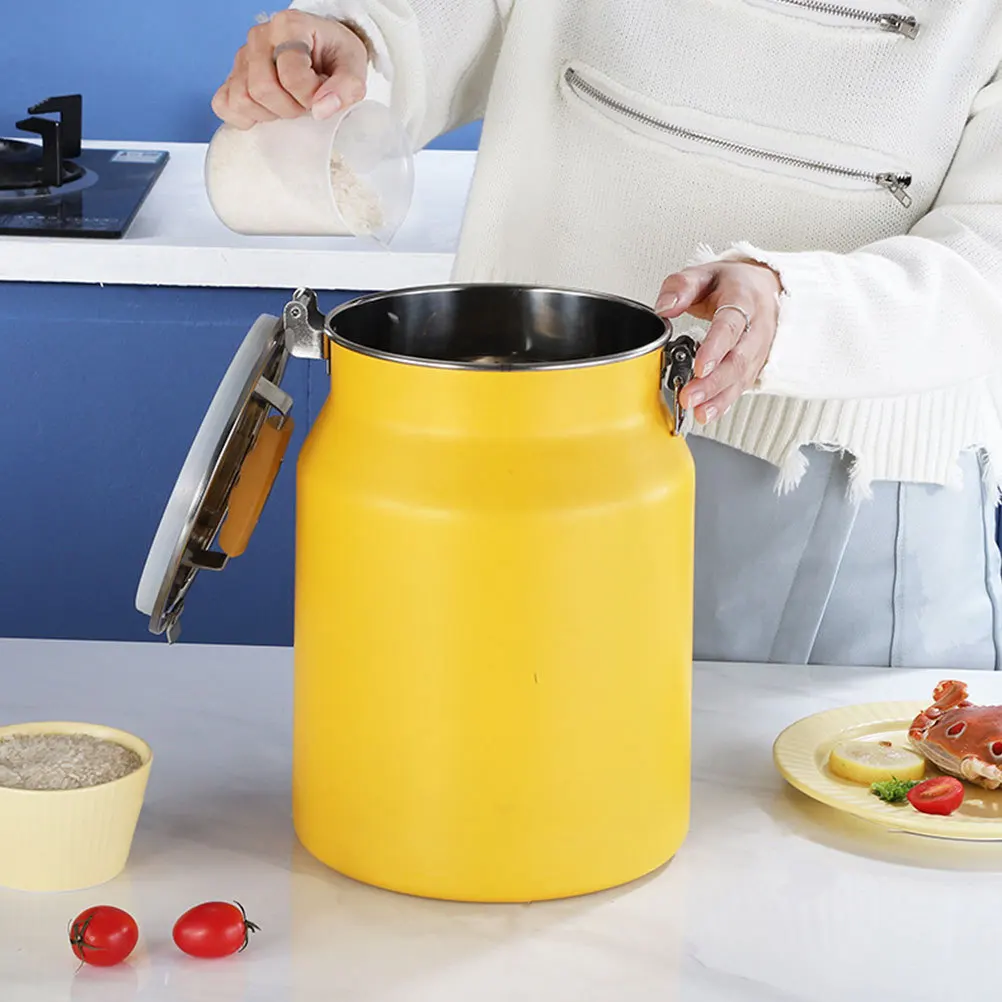 

Stainless Steel Rice Bucket Strong Sealed Storage Container Household Rice Flour Grain Holder Multi-Purpose Kitchen Storage