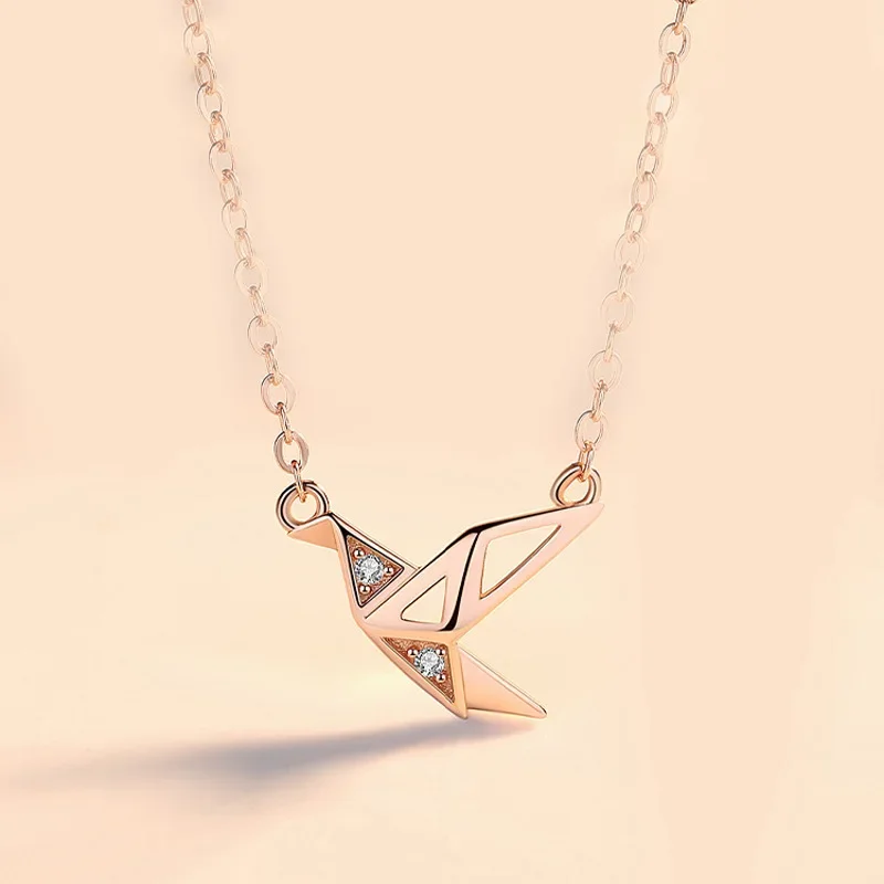 Thousand Paper Crane Short Clavicle Chain Silver Temperament Necklace Women's Fashion Jewelry Party Birthday Gift