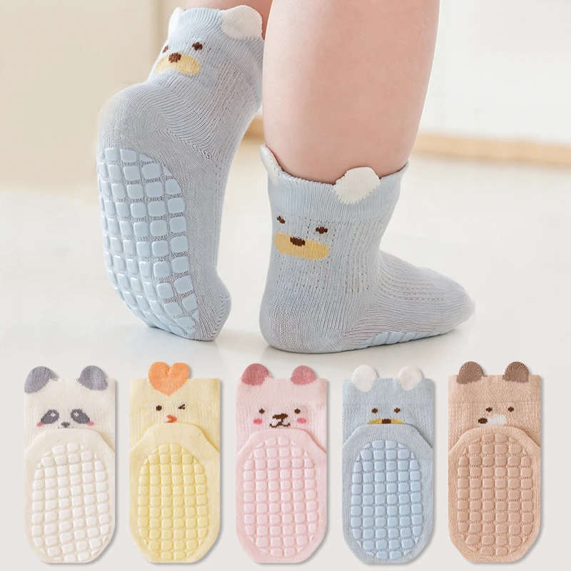 Cute Cartoon Anti-slip Baby Floor Socks Breathable Cotton Infant Socks Non-slip Grip Socks for Toddlers 0-3Y Indoor Walking