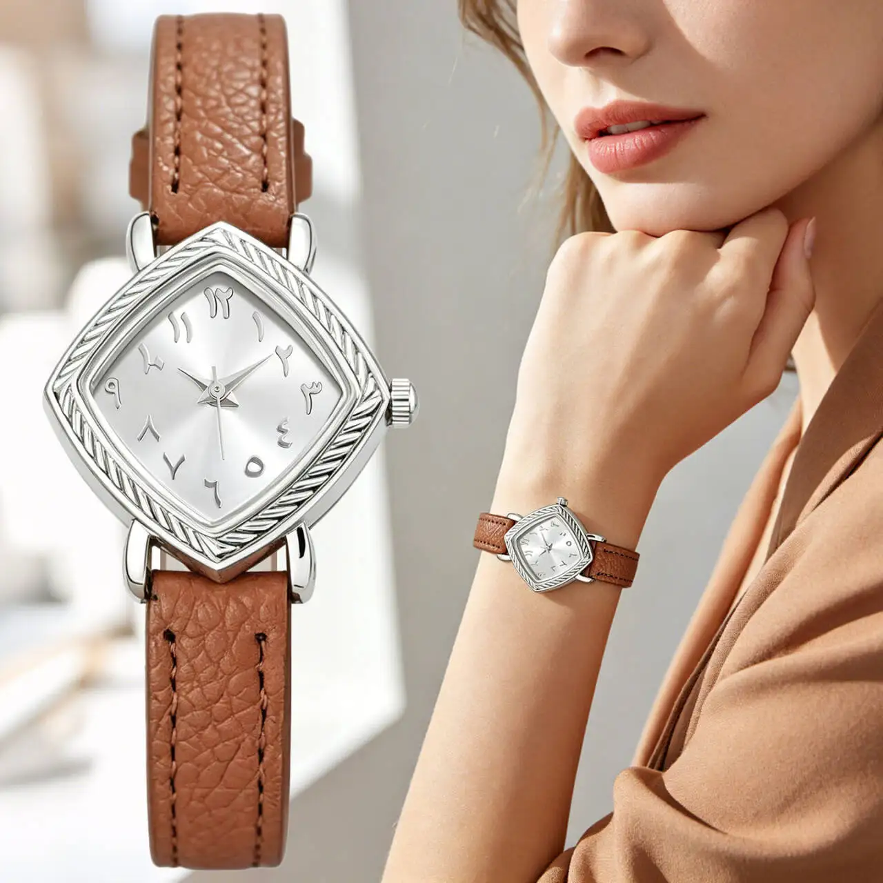 Business Causal Fashion Teperament Women Ladies Diamond Quartz Wrisrt Watches Anniversary Gift