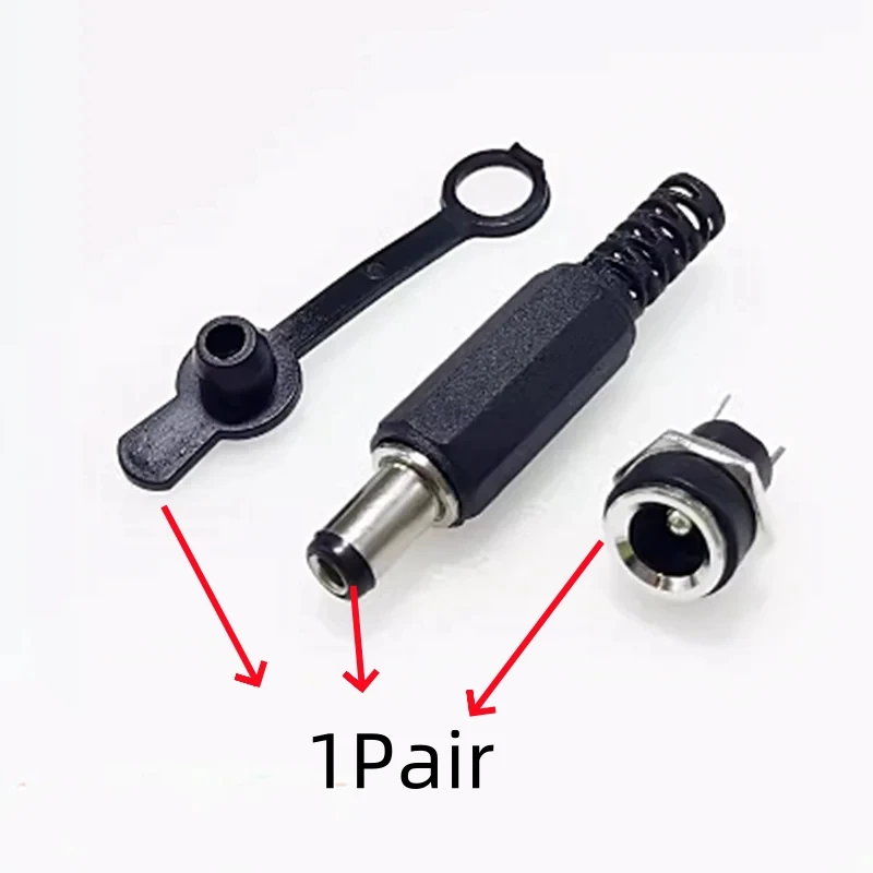 5Pair5.5x2.1mm 5.5x2.5mm 3.5x1.35mm DC Power Plug Male Female Jack Socket Nut Panel Mount DC Power Adapter Connector DC-022B