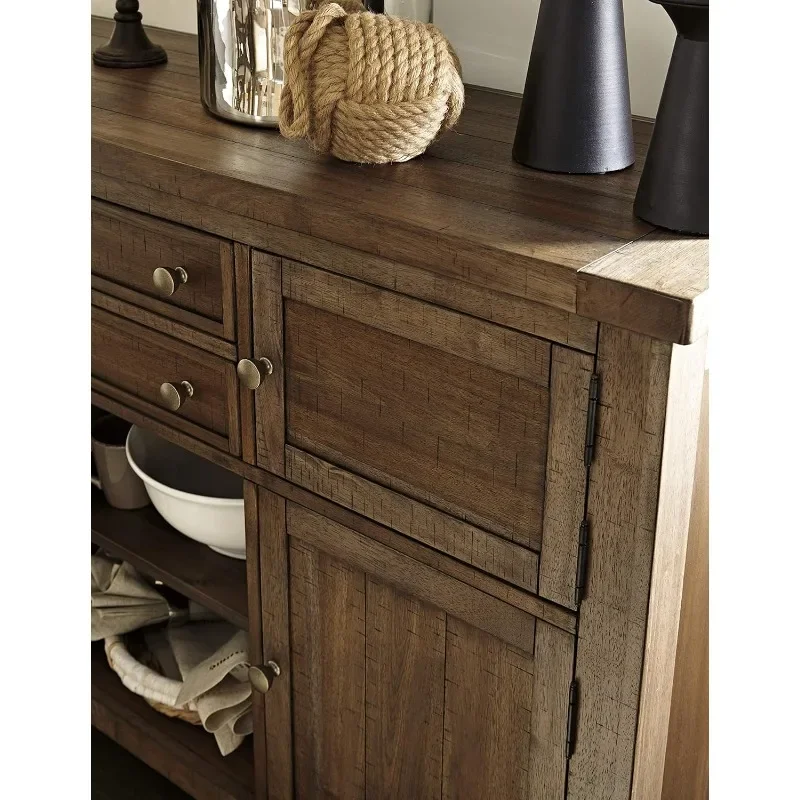 

Signature Design by Ashley Moriville Rustic Dining Room Buffet with Cabinets & Display Shelf, drawer furniture