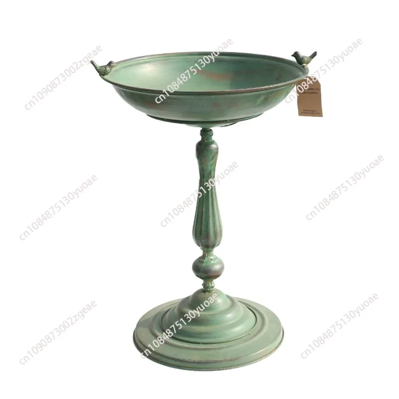 Vintage Metal Bird Bath Stand, Rustic Garden Pedestal Bird Feeder Bowl for Outdoor Patio Yard Farmhouse Decor