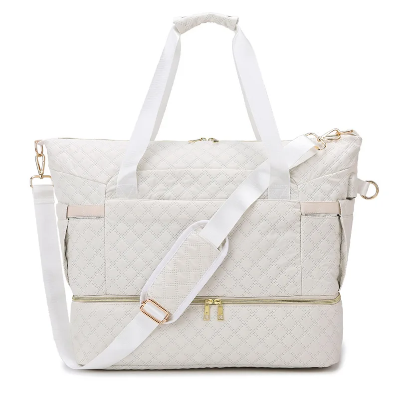 1pcs Oxford Fabric Multi-Pocket Tote Bag, Large Capacity Crossbody Shoulder Bag with Shoe Compartment