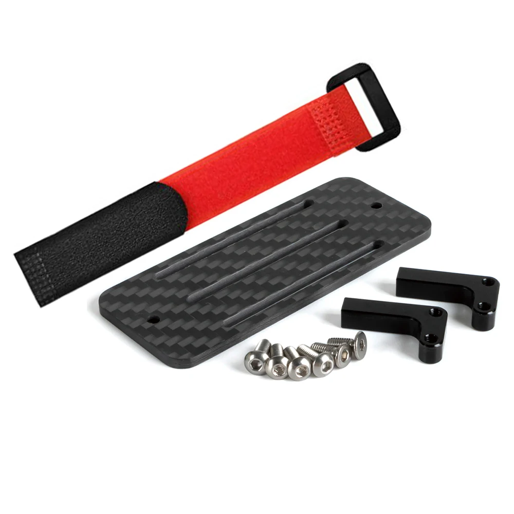 Carbon Fiber Battery Tray with Straps for 1/10 RC Crawler Cheater Rigs LCG Chassis Lower Center of Gravity Rails Update Parts