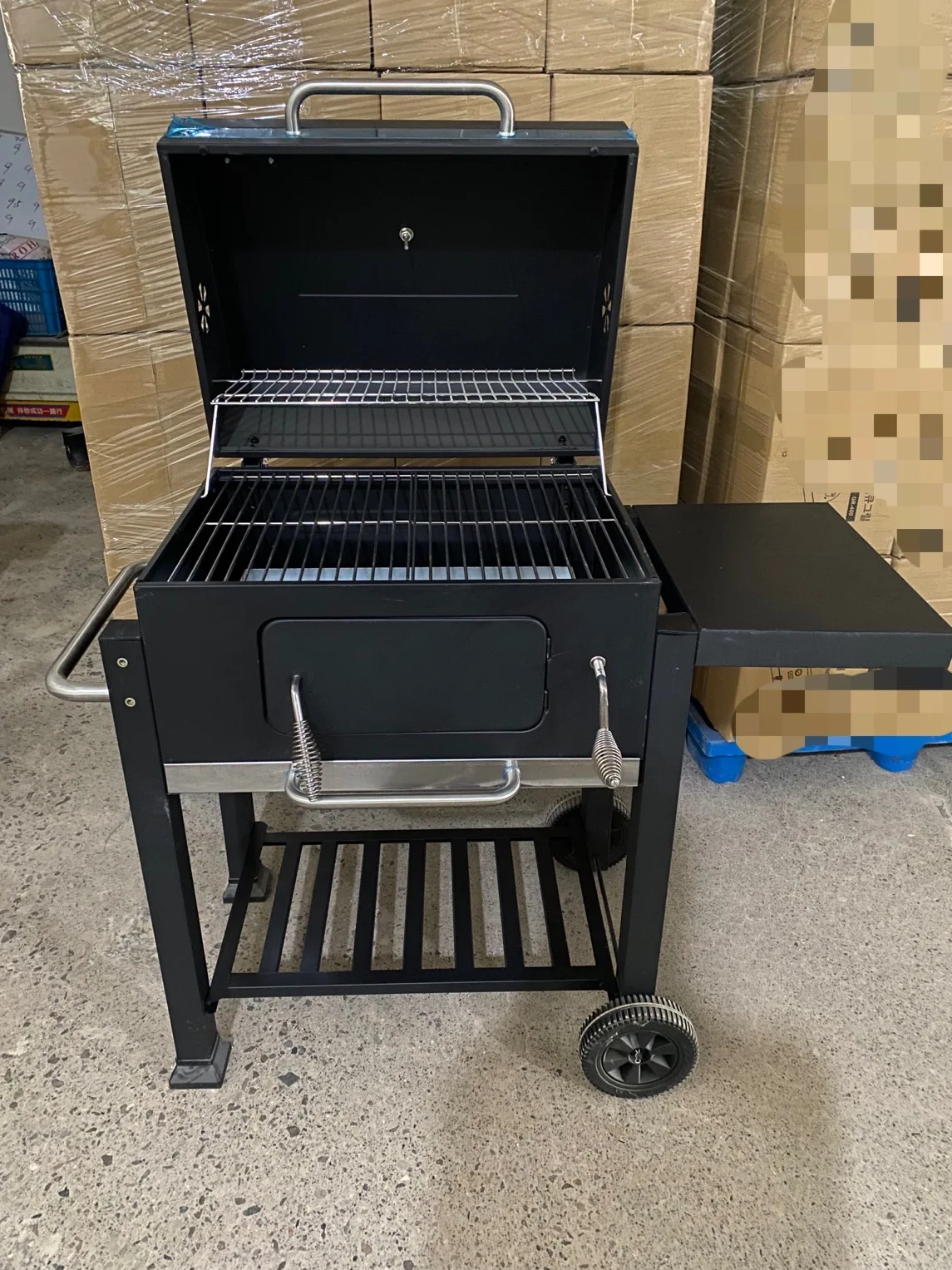 Garden Smoker 4-6 People Square  Steel Barbecue Grill For Sale