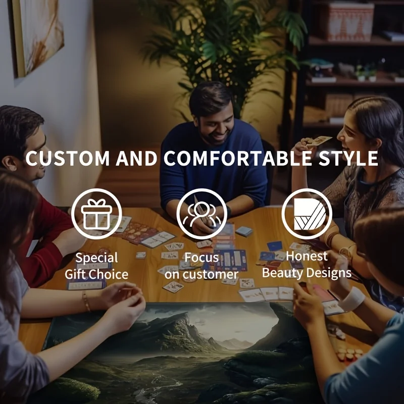 Playmat tapete de jogos de borracha antiderrapante com paisagem de floresta mística, grande 24x14 Polegada mesa rpg tapete acessórios para pc almofada de mesa