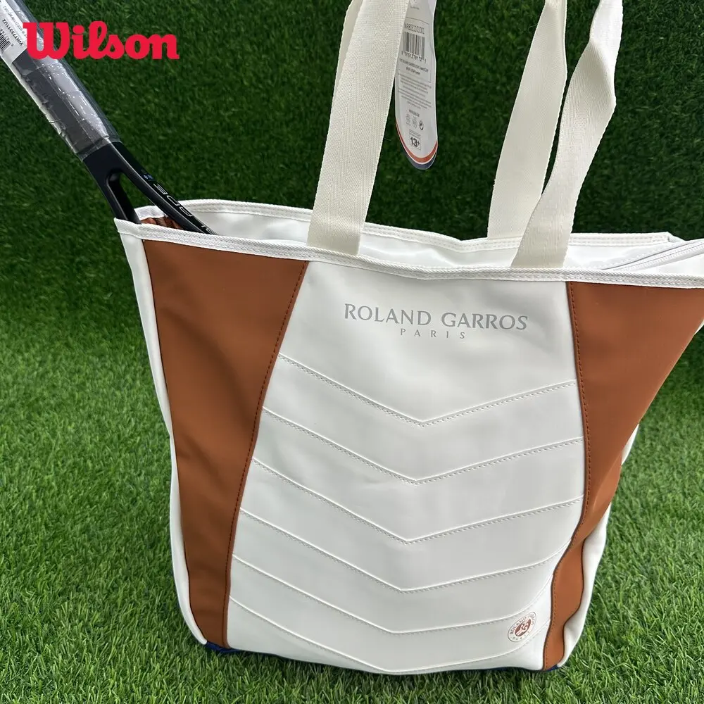 Wilson 2024 Roland Garros Tote Tennis Racquet Bag Match Team Light Sports Tennis Bag for Racket With Fleece-Lined Pocket Beige