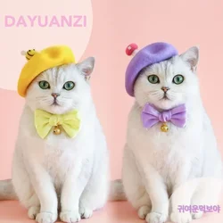 1PC Solid Color Pet Hat Painter Wool Cap Dog Cat Caps Beret Mini Decorative Photo Headwear Pet Memorial Christmas Perro