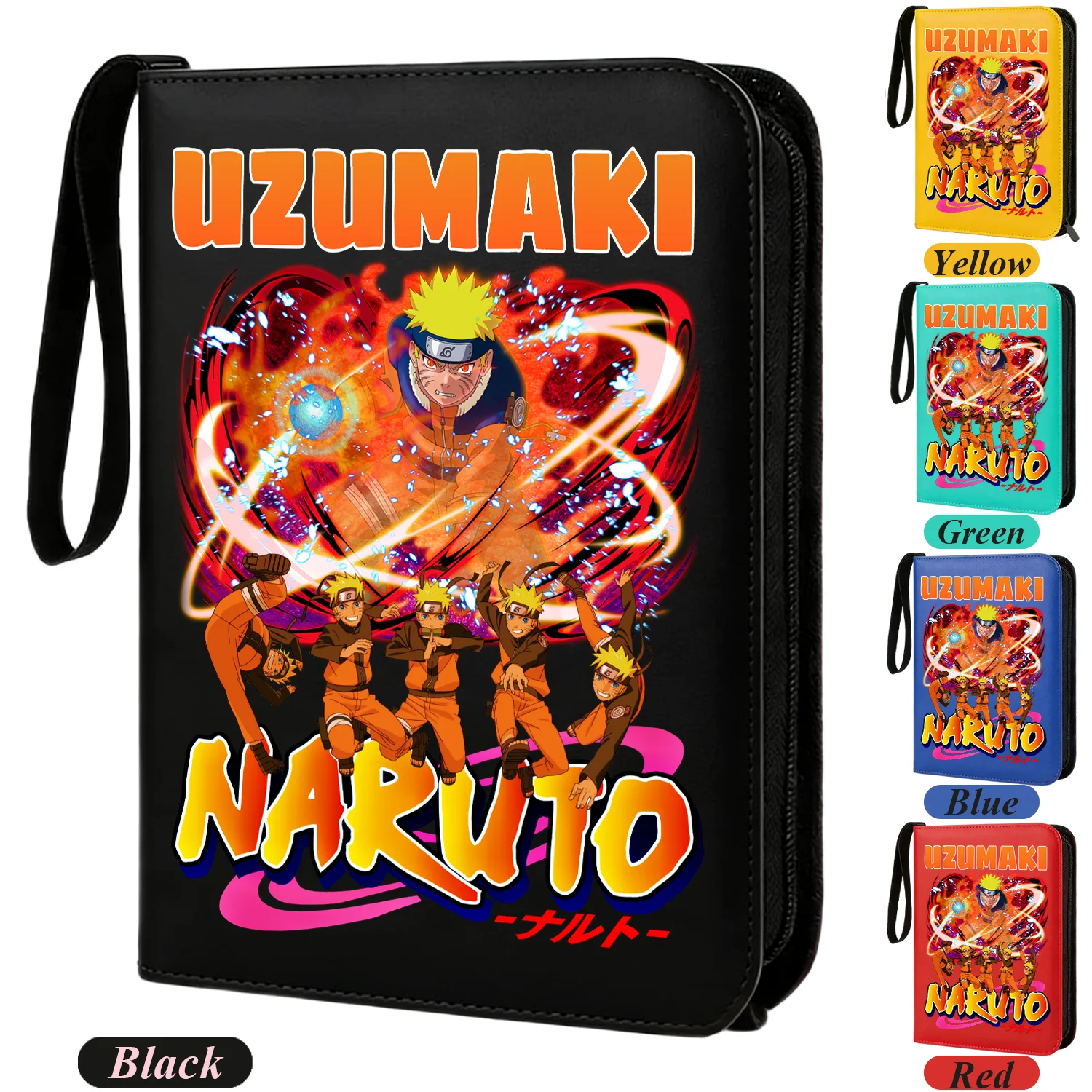 400 Stück NARUTO Kartenalbum Anime Sammelmappe 4 Kartenfächer Sasuke Sammelkartenmappe mit Reißverschluss Geschenke Spielzeug