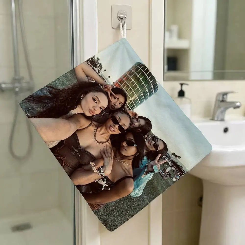 Korea Kpop K-Katseye Anime Polyester Hanging Kitchen Hand Towel Durable Wear Resistant Versatile Use Throughout Home