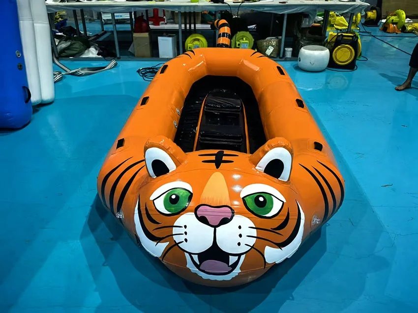 Professional inflatable rafting boat with slide and trampoline