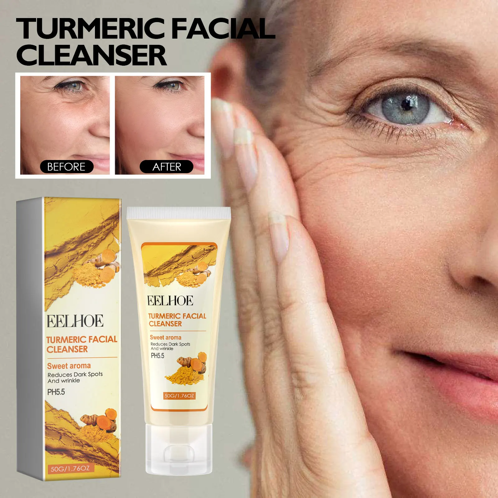 

EELHOE Очищающее средство с куркумой Глубоко очищающее восстанавливающее средство для кожи Увлажняющее, увлажняющее, отбеливающее и увлажняющее кожу