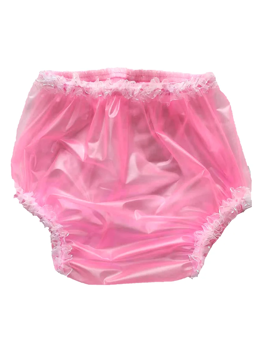LangKee Haian PVC Adult Baby Lace Panties Plastic pants Color Pink