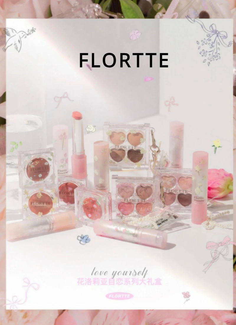 Florte-Love Yourself Série Kit de Maquiagem Multiuso, Batom, Sombra, Blush, Espelho Portátil, Caixa de Presente, 7Pcs