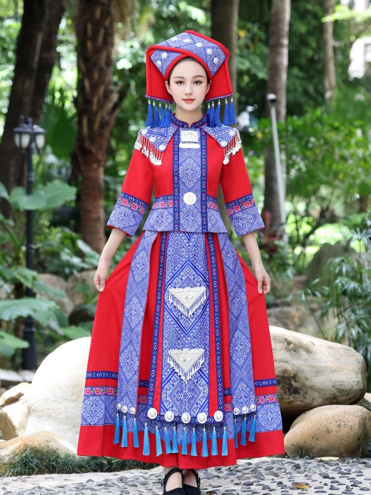 New Zhuang Costume Female Adult Minority Dance Performance Costumes