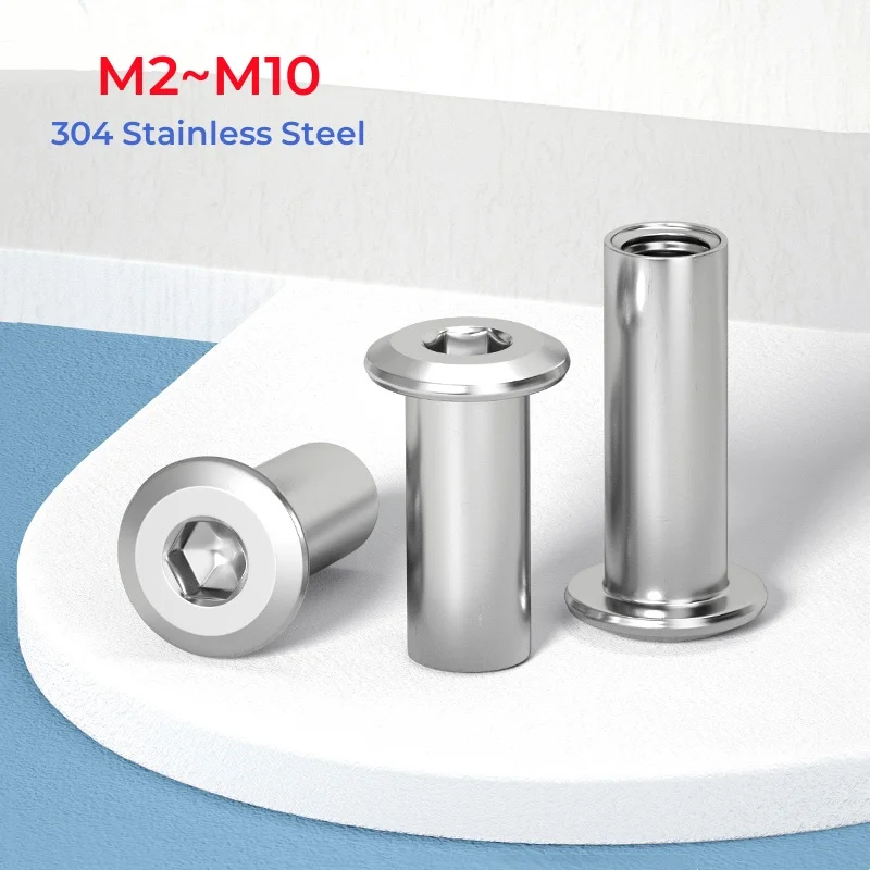 304 Stainless Steel Large Flat Hex Hexagon Socket Head Rivet M2 M3 M4 M5 M6 M8 M10 Connector Insert Joint Sleeve Cap Nut