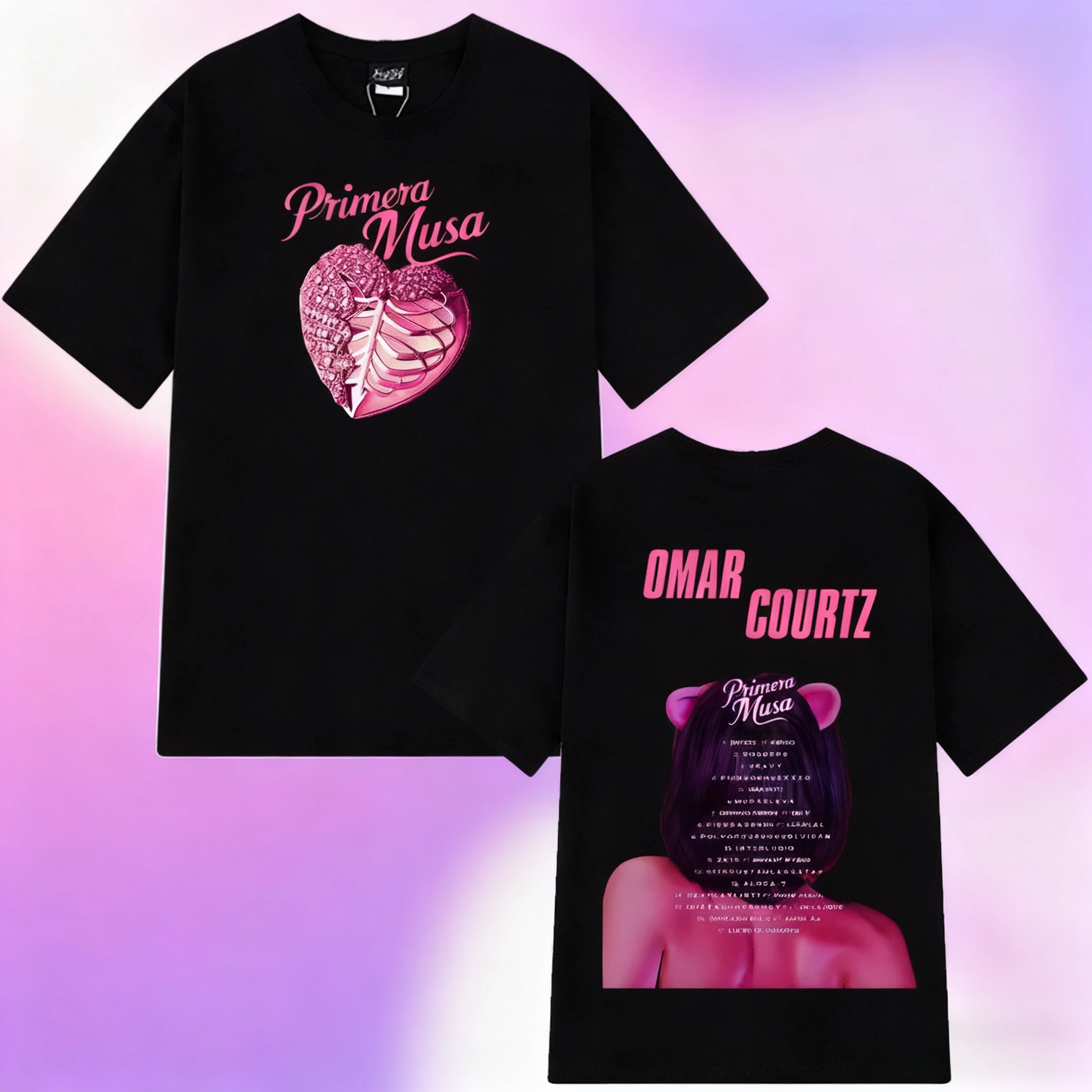 

2025 Hot Sale Fashion Omar Courtz Primera Musa Heart Graphic Humor T-shirt Mens Clothing Hip Hop 100% Pure Cotton T-shirt Y2k