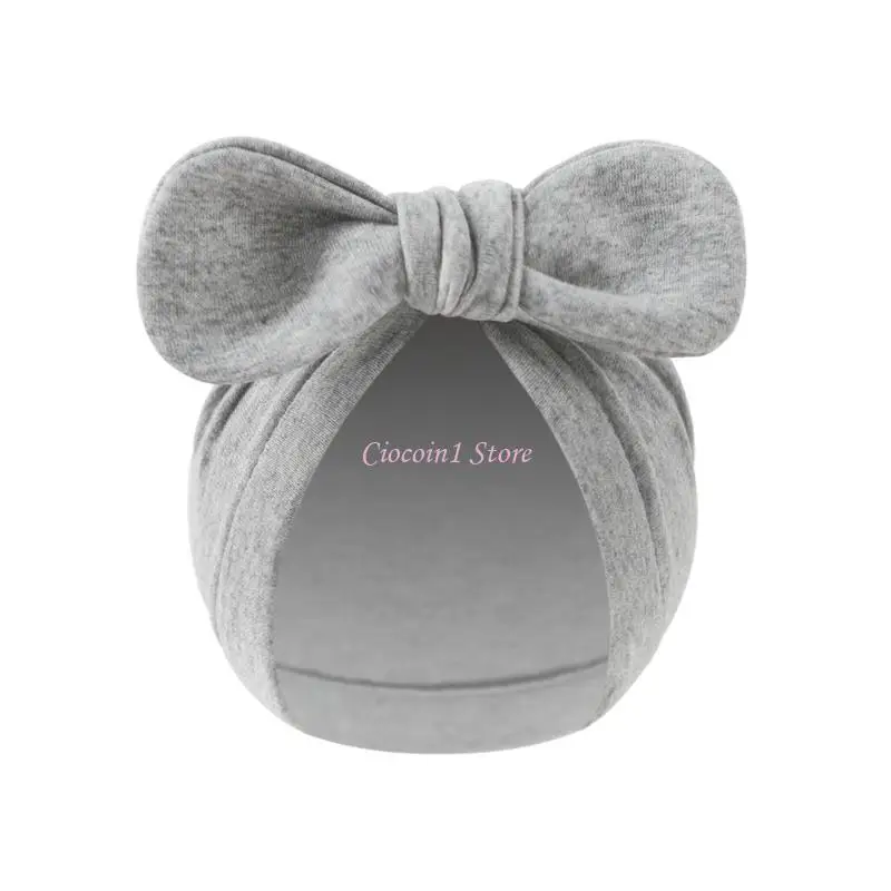 Y1UB قبعة أطفال من القطن الناعم بعقدة على شكل فيونكة قبعات قابلة للتمدد لحديثي الولادة من عمر 0 ​​إلى 3 أشهر