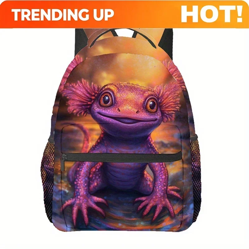 Custom Bag Cute Axolotl Print Backpack - Lightweight, Adjustable Strap, Zipper Closure, Casual Style, Perfect For Travel, Hiking