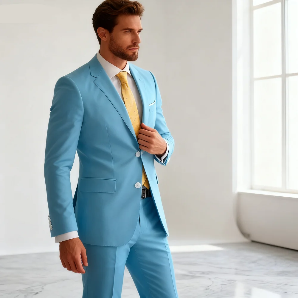 

Men's Slim Fit 2-Piece Wedding Tuxedo Business Suit Lapel Blazer Set for Party And DanceLapel Blazer Set